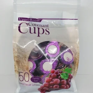 Holy Communion prefilled cup and soft wafers.