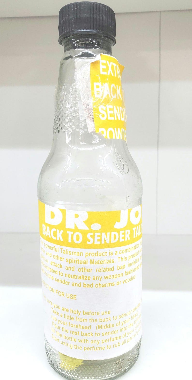 Back to Sender Talisman bottle.